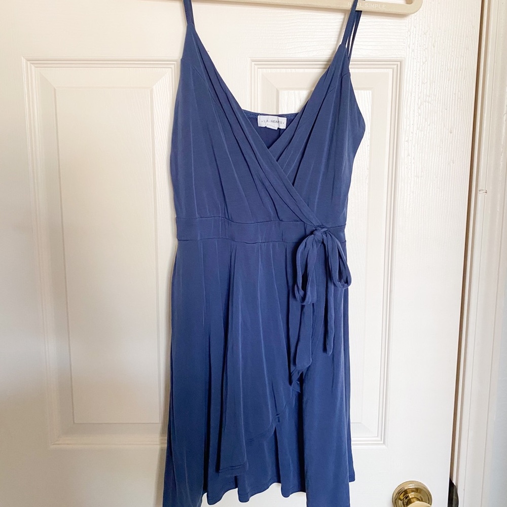 Navy blue spaghetti strap mini dress